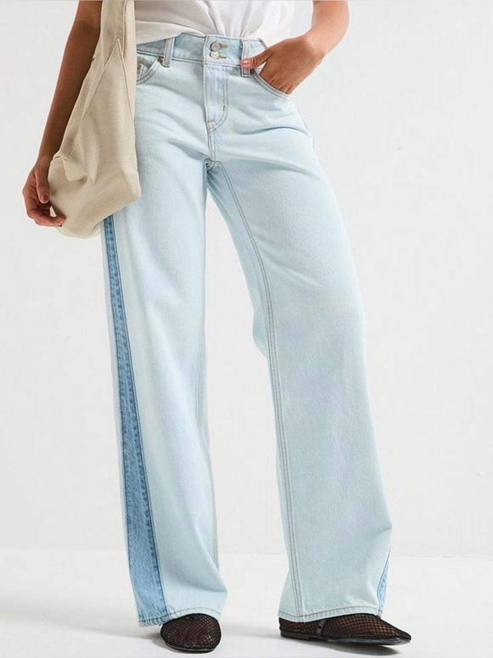 Levi's|Super low loose,straight Light Blue Two-Tone Wide Leg Jeans•••NWT SIZE 29